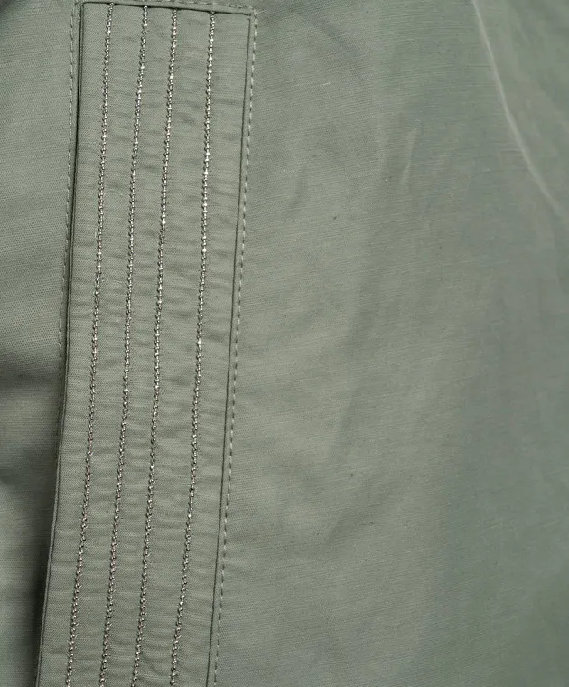 Peserico Giacca a vento verde con catena monil S250107305A