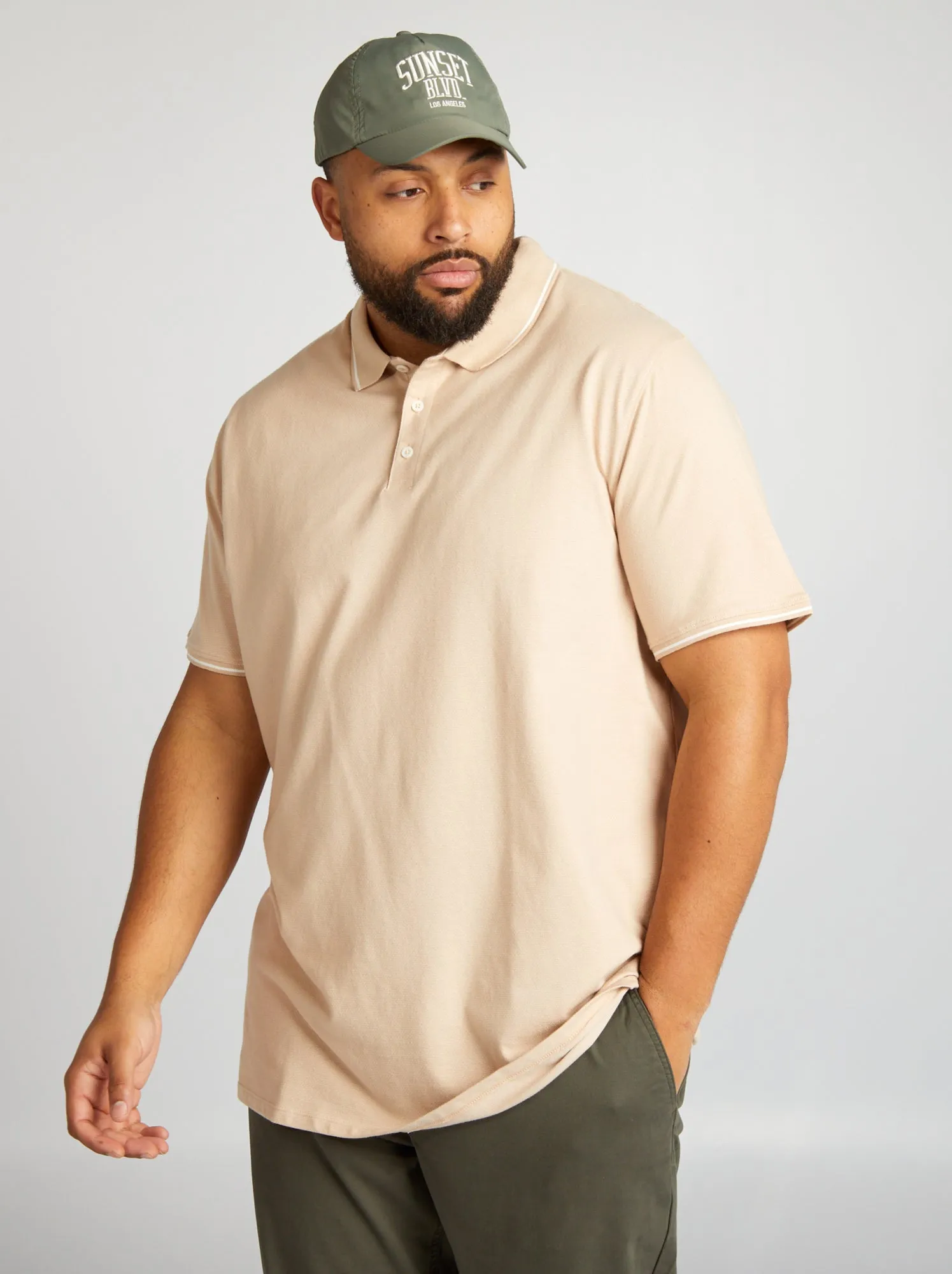 Polo in piqué di cotone - BEIGE