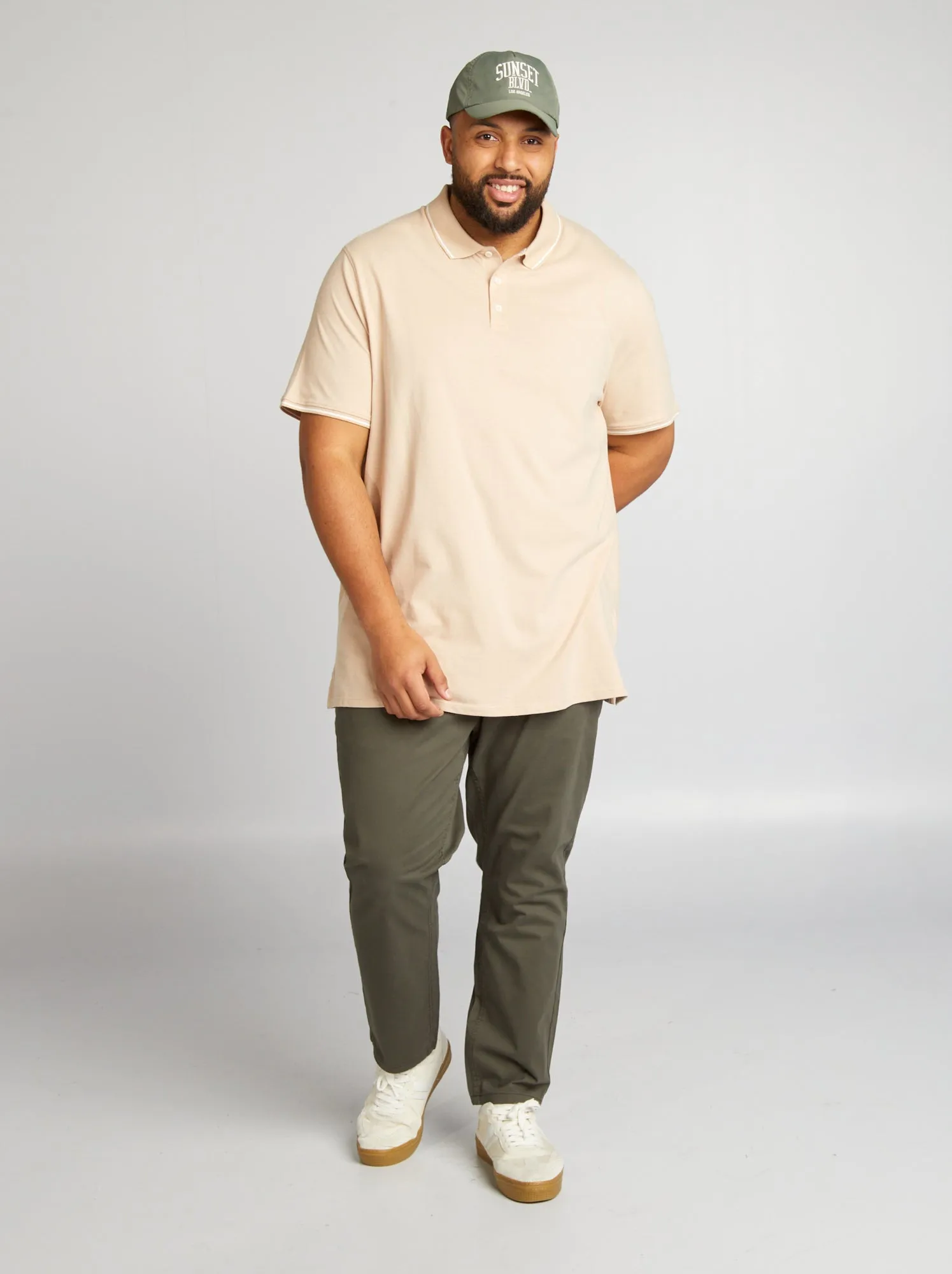 Polo in piqué di cotone - BEIGE