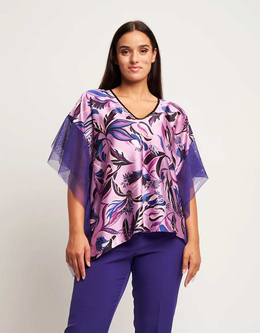 Poncho in raso con tulle