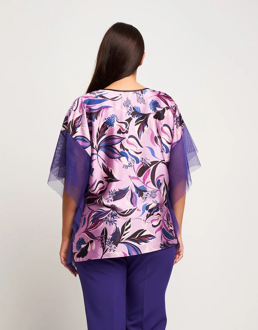 Poncho in raso con tulle