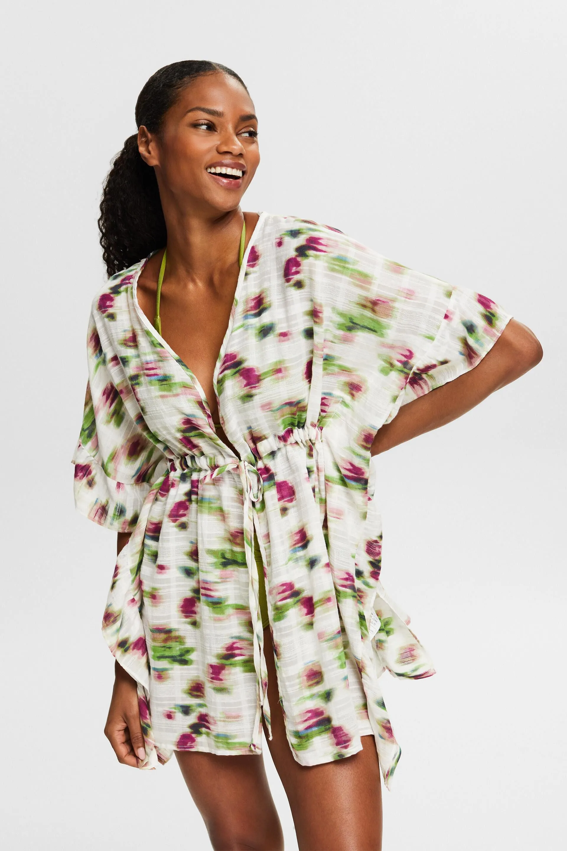 Poncho strutturato con stampa