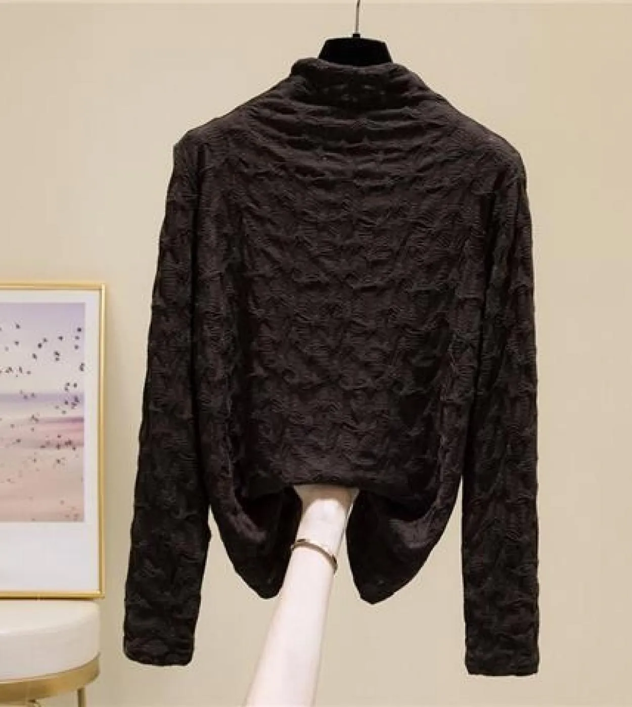 Primavera Autunno Nuove Donne di Modo Dolcevita Manica Lunga Tee Shirt Femme Magliette E Camicette Tutti Abbinati Casual Solid M