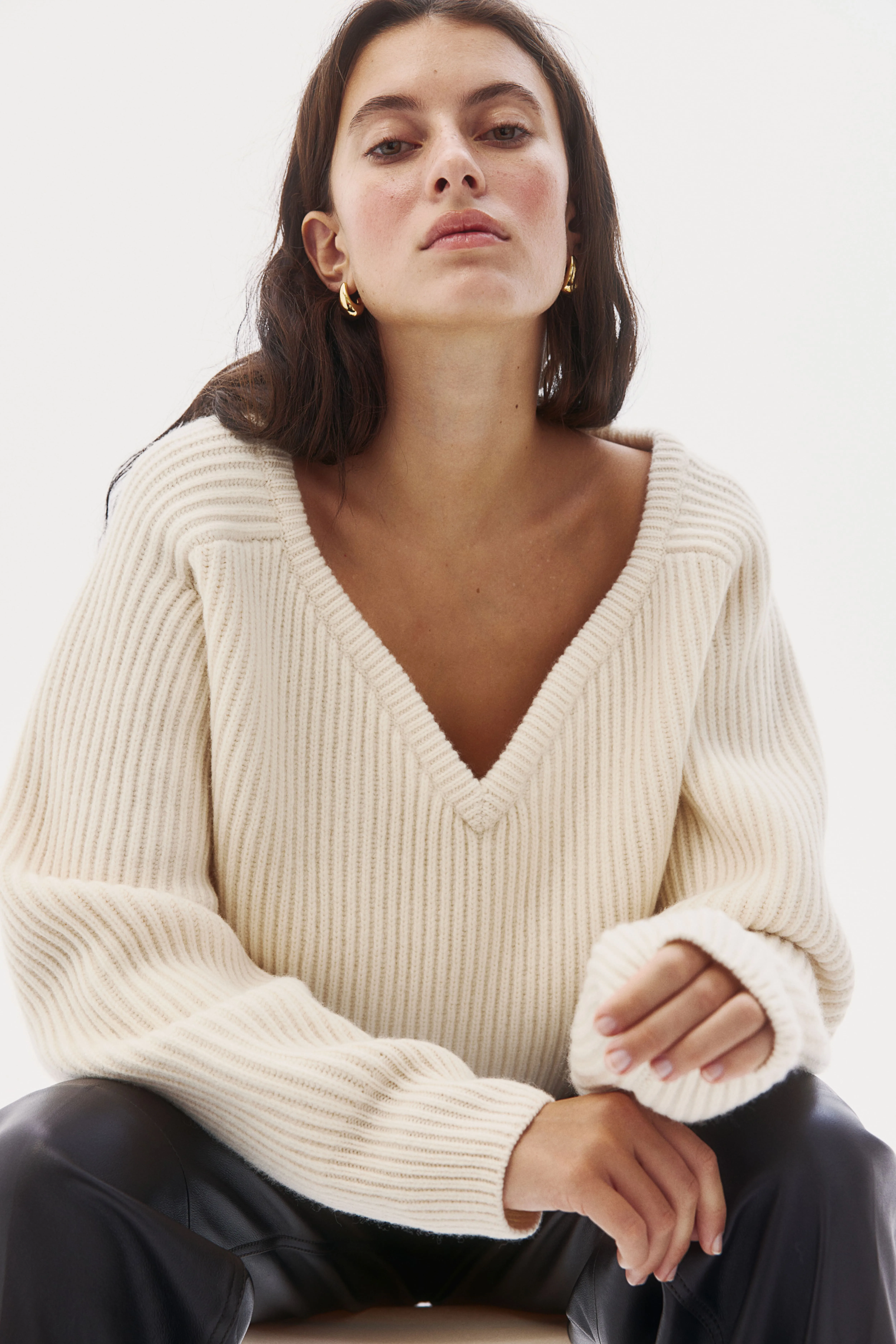 Pullover a coste in lana