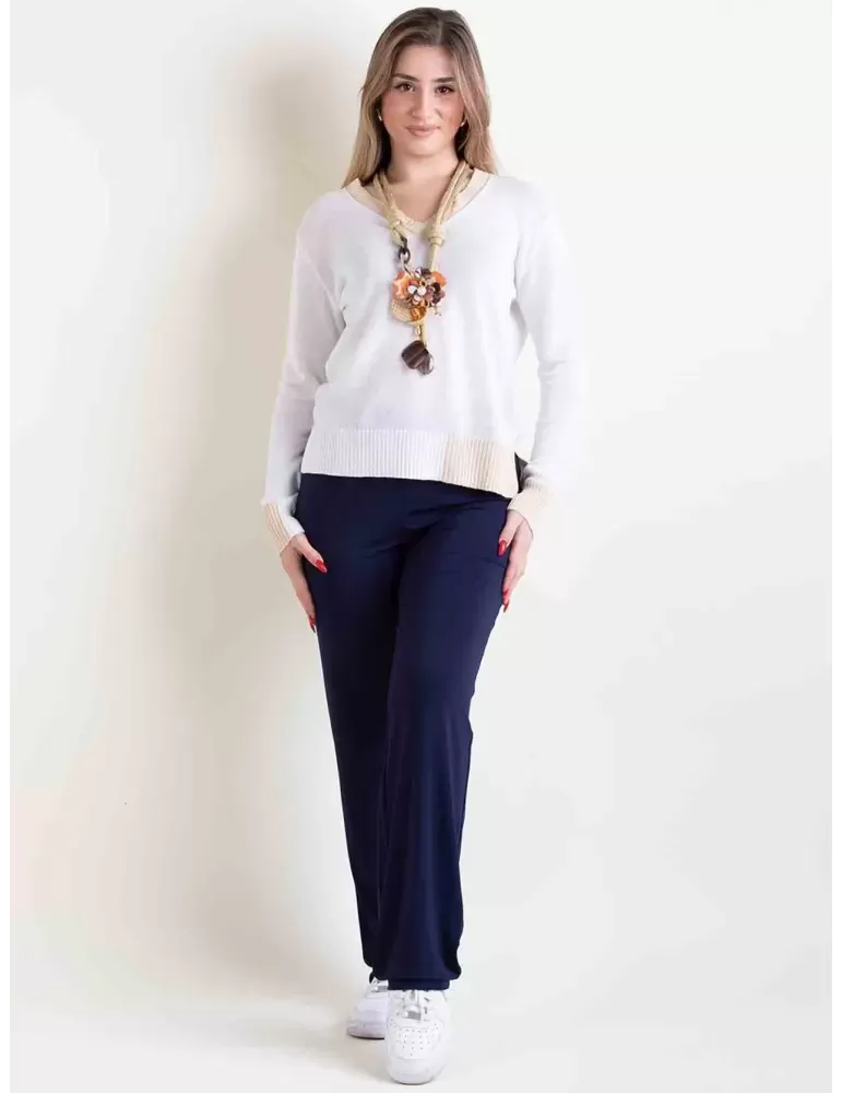 Pullover bianco maglione in lino e cotone Frida Madè