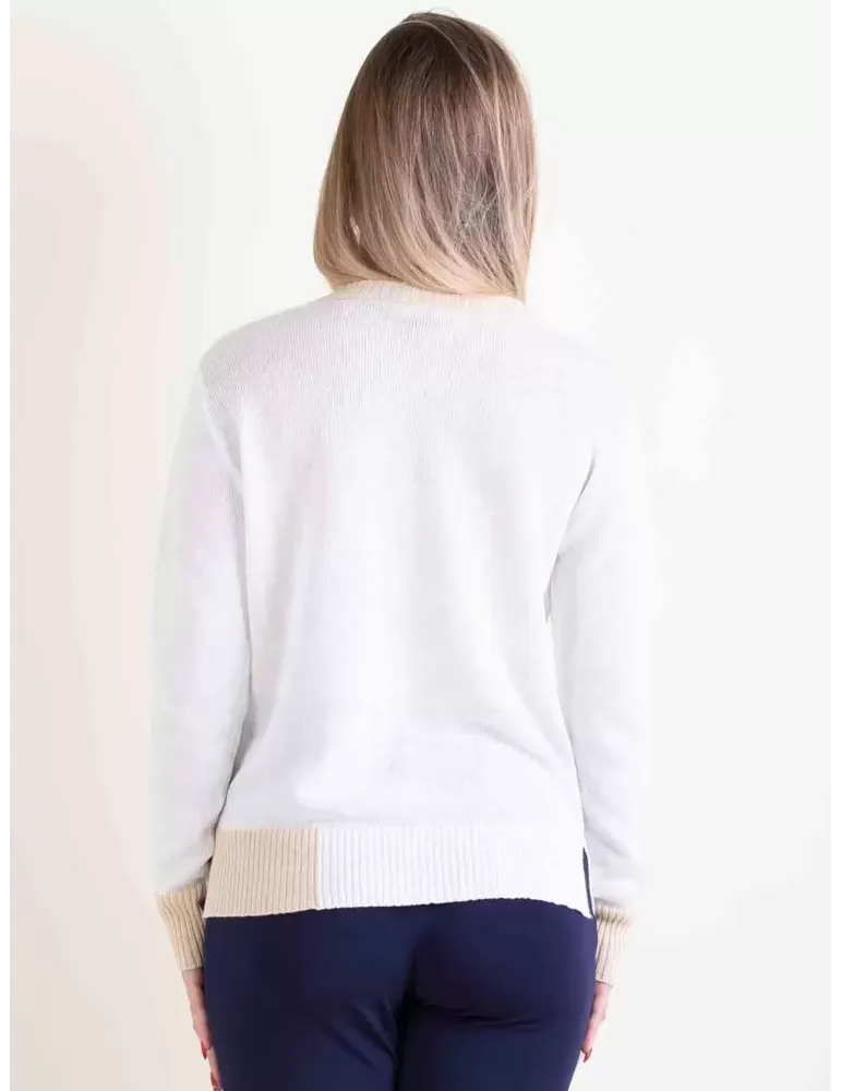 Pullover bianco maglione in lino e cotone Frida Madè