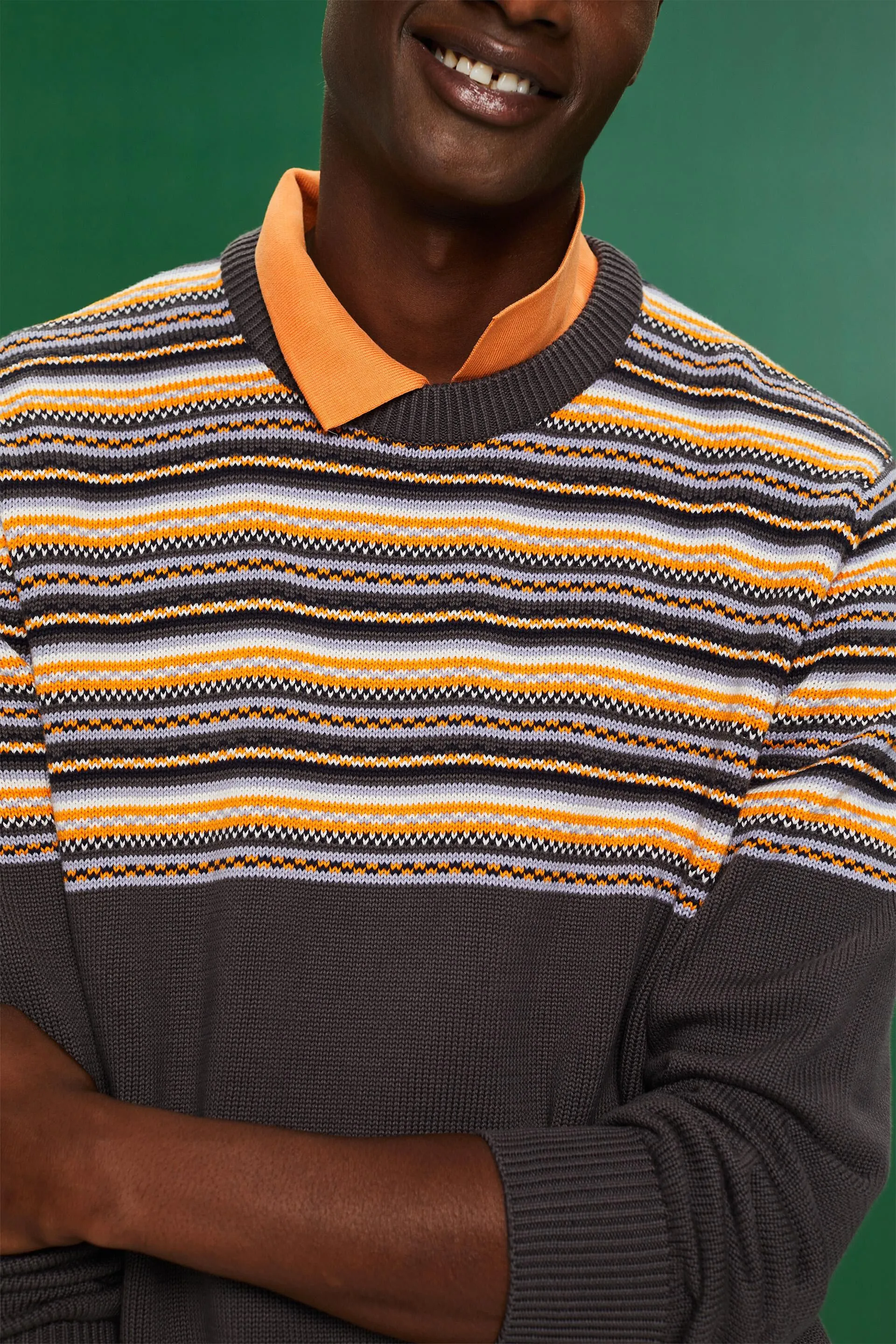 Pullover in cotone jacquard girocollo