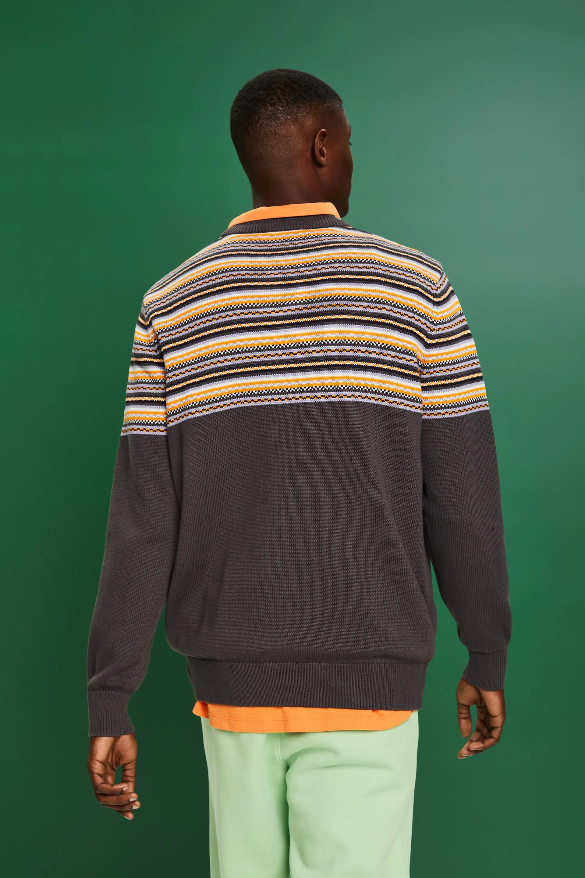 Pullover in cotone jacquard girocollo