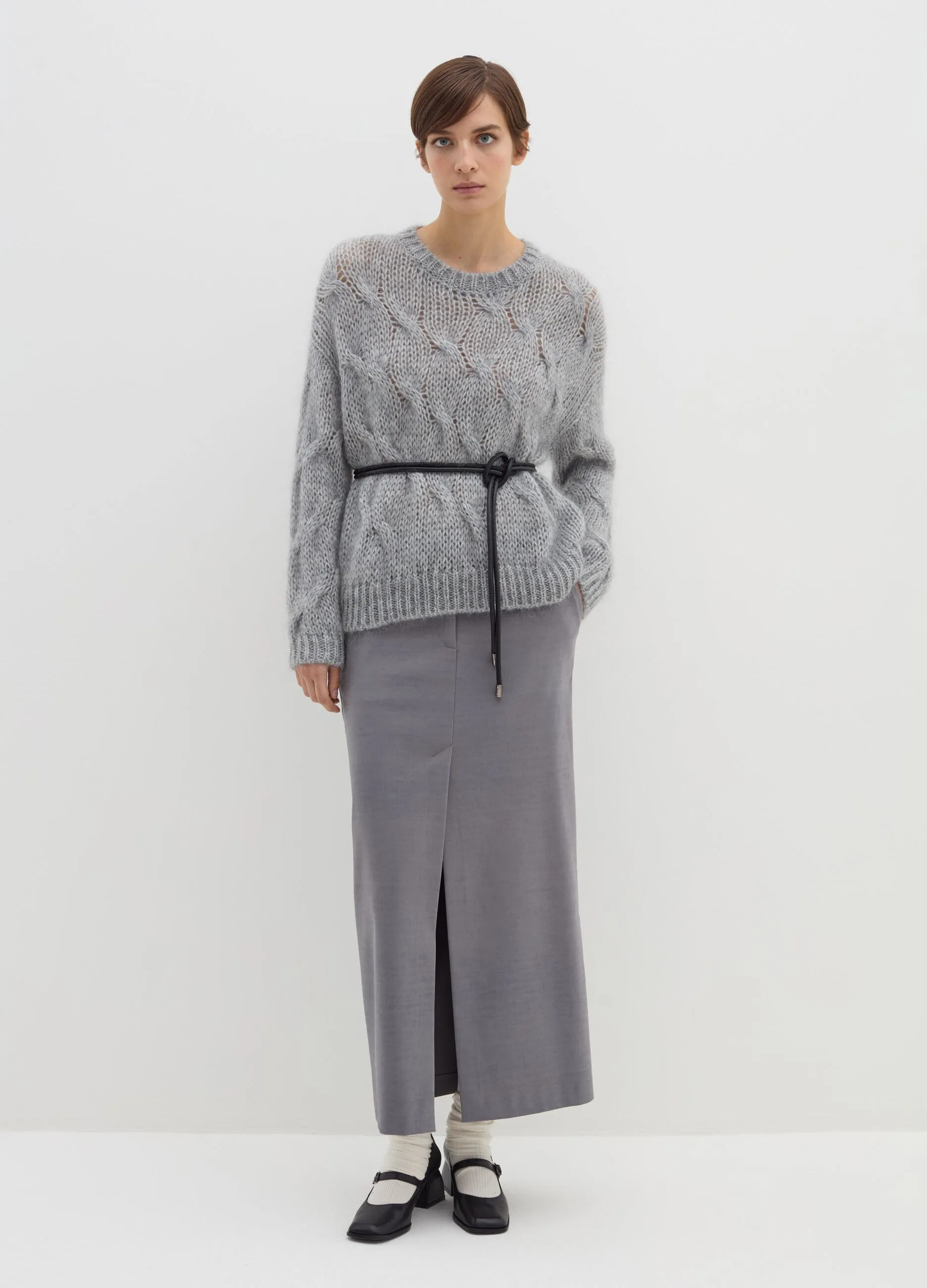 Pullover oversize a treccia