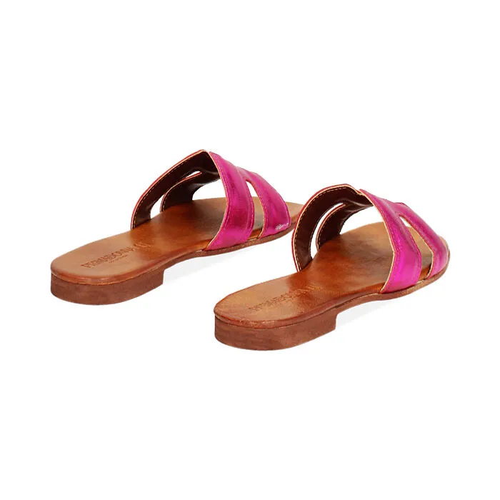 Sandali bassi fucsia in pelle