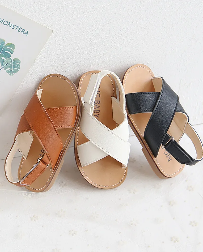 Sandali casual incrociati in velcro per ragazzi e ragazze estivi