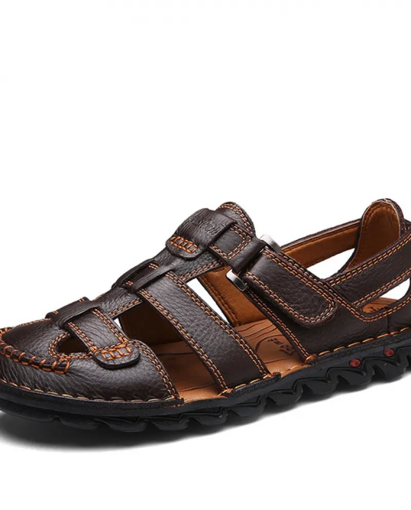 Sandali estivi da uomo traspiranti Scarpe da spiaggia in pelle Casual antiscivolo
