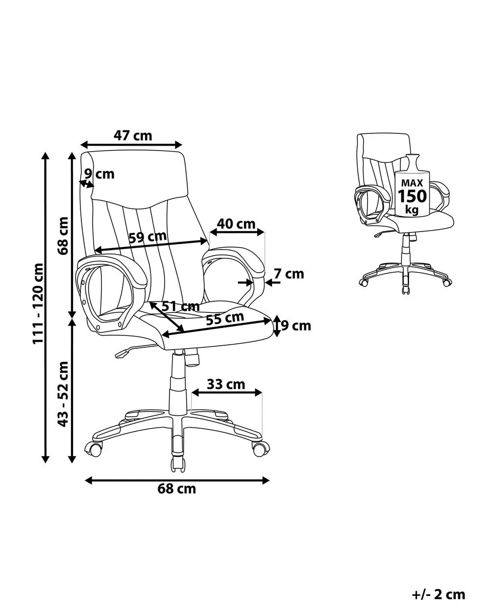 Sedia da ufficio in ecopelle nera TRIUMPH