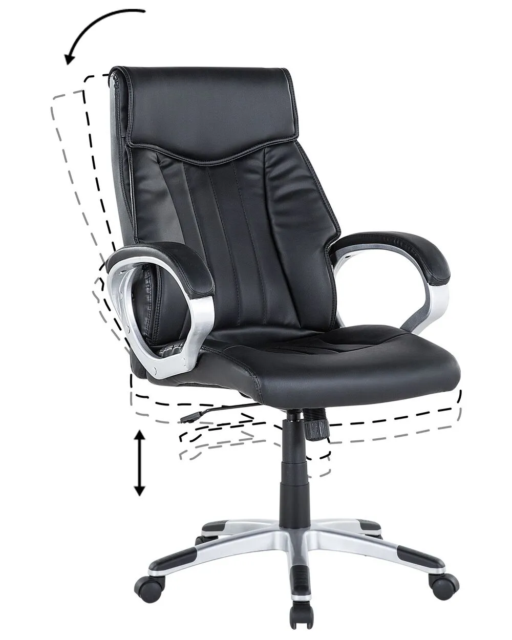 Sedia da ufficio in ecopelle nera TRIUMPH