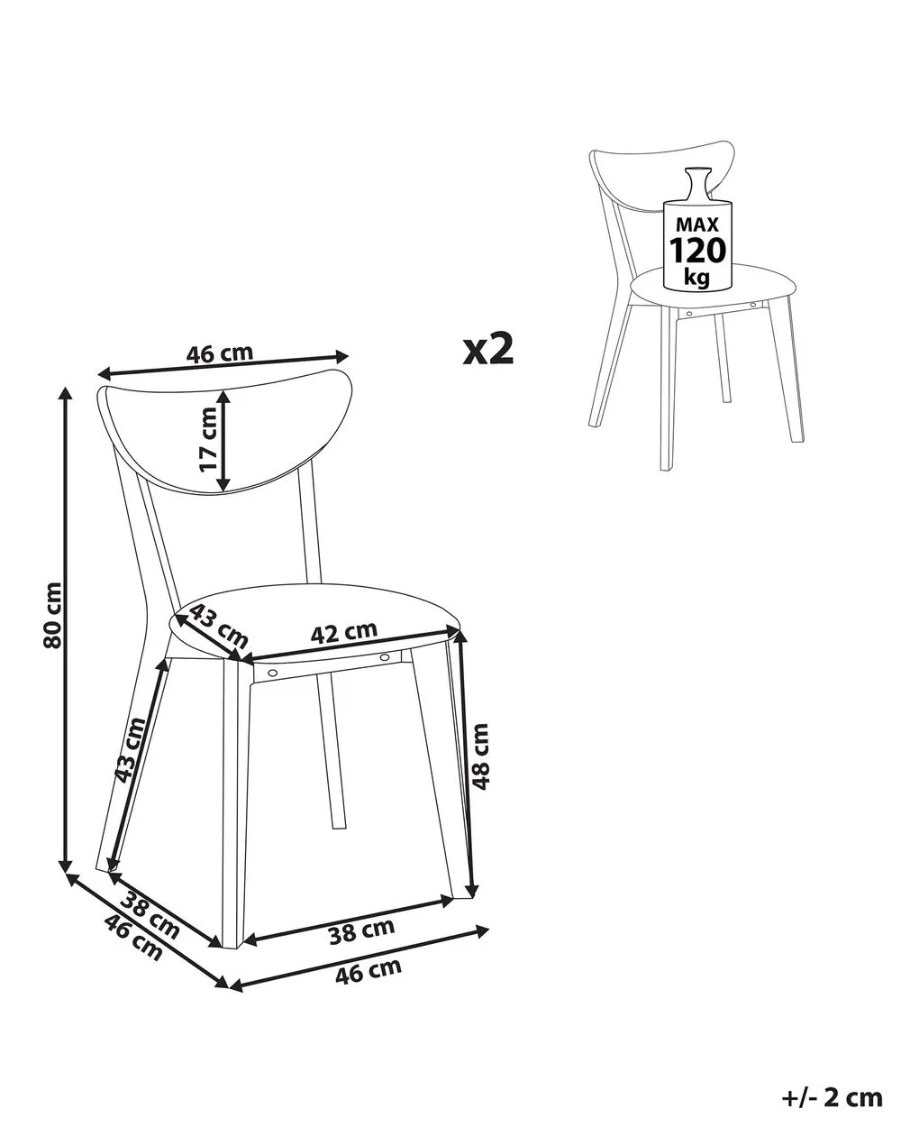 Set di 2 sedie da pranzo ERIE Legno Marrone chiaro