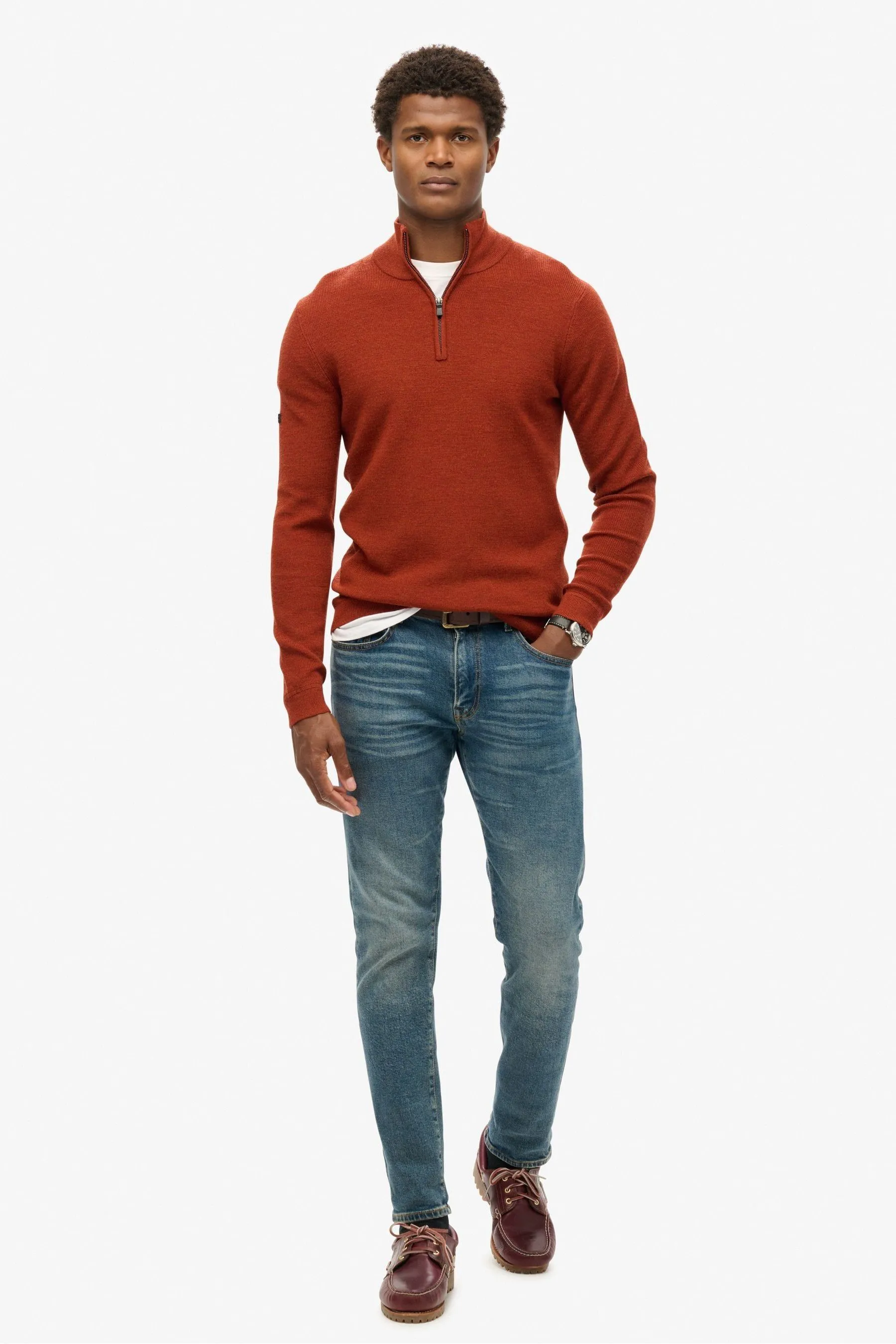 Superdry - Maglia in lana merino con zip corta