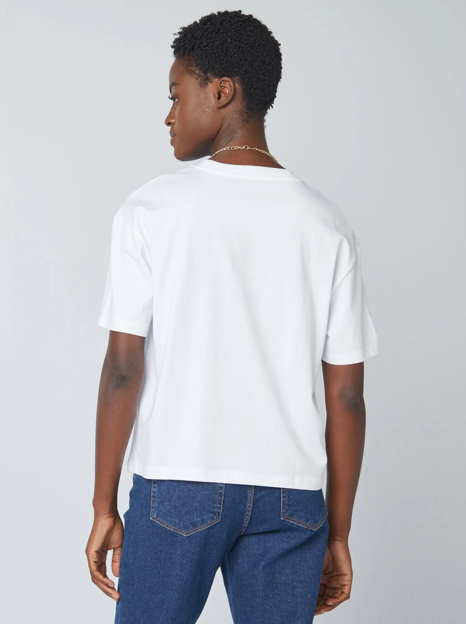 T-shirt oversize con scollo tondo - bianco