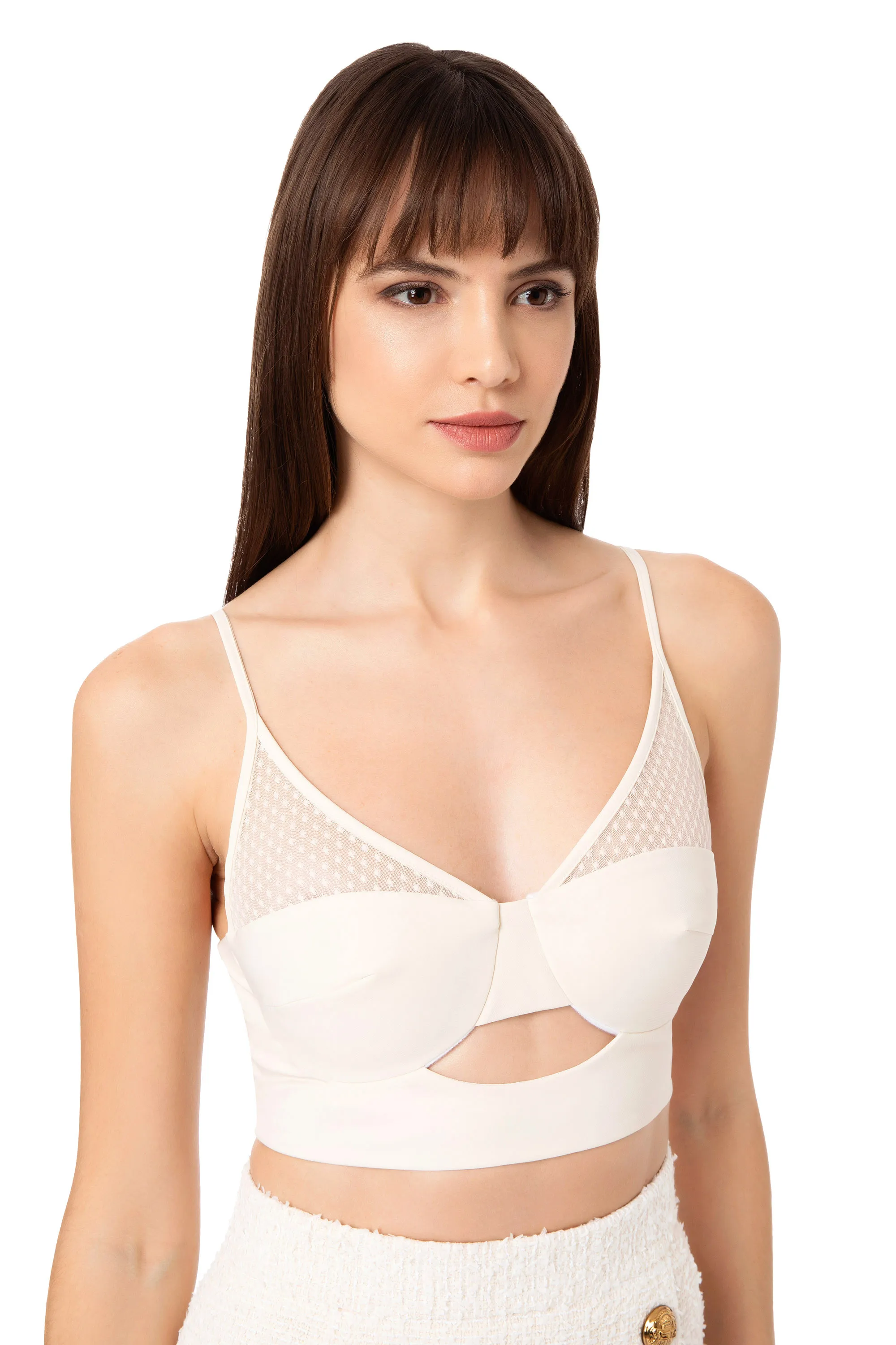 Top a reggiseno in tulle