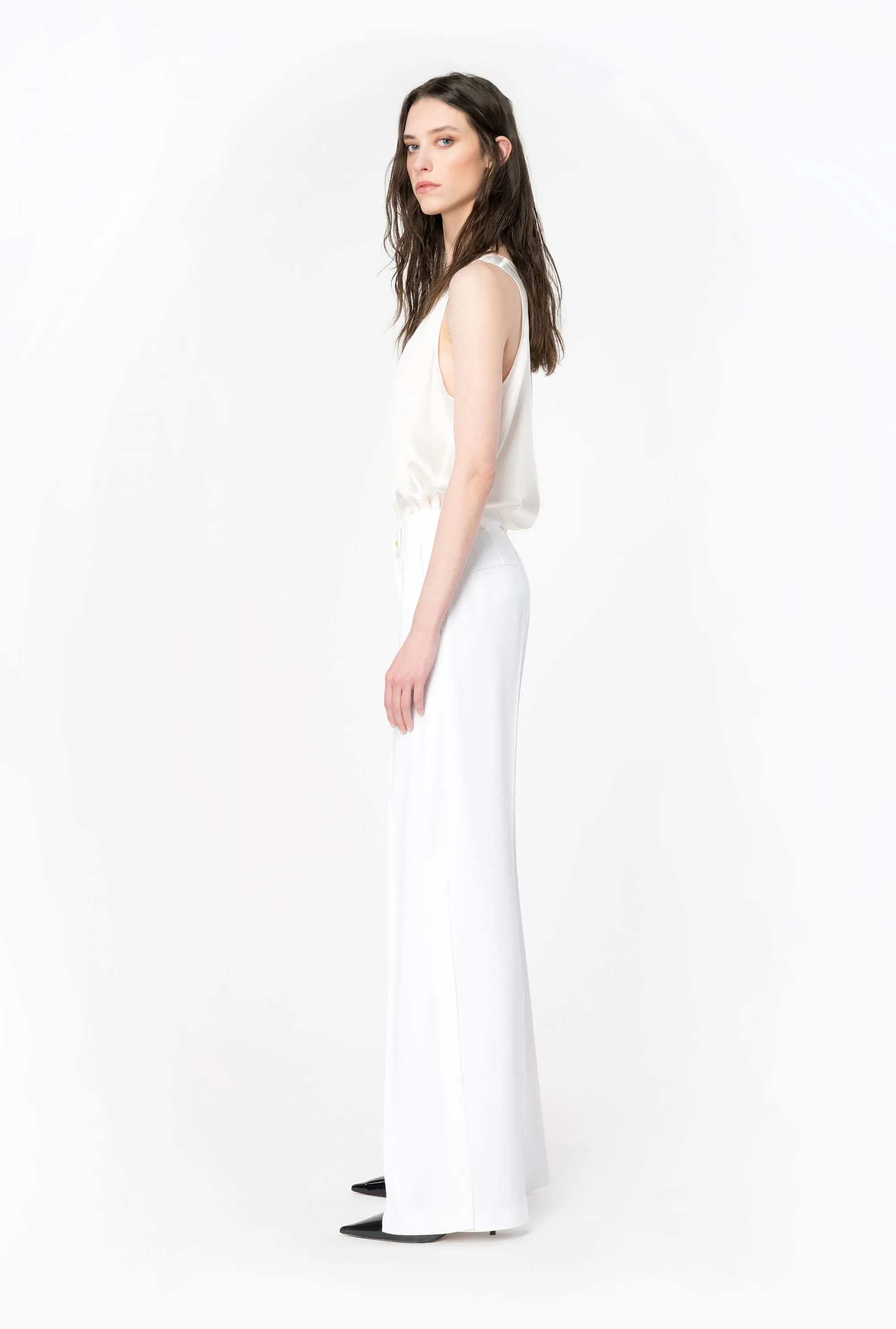 TOP "MARZEMINO" BIANCO IN SATIN STRETCH