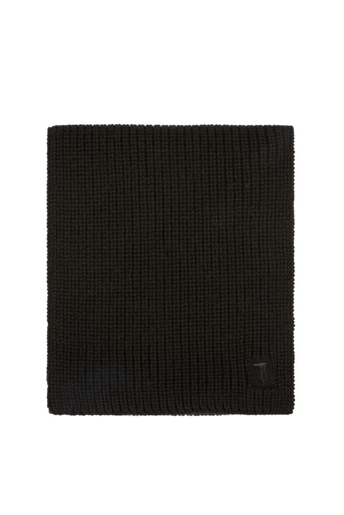 Trussardi sciarpa in misto lana con logo ricamato 57z00275-9y099999