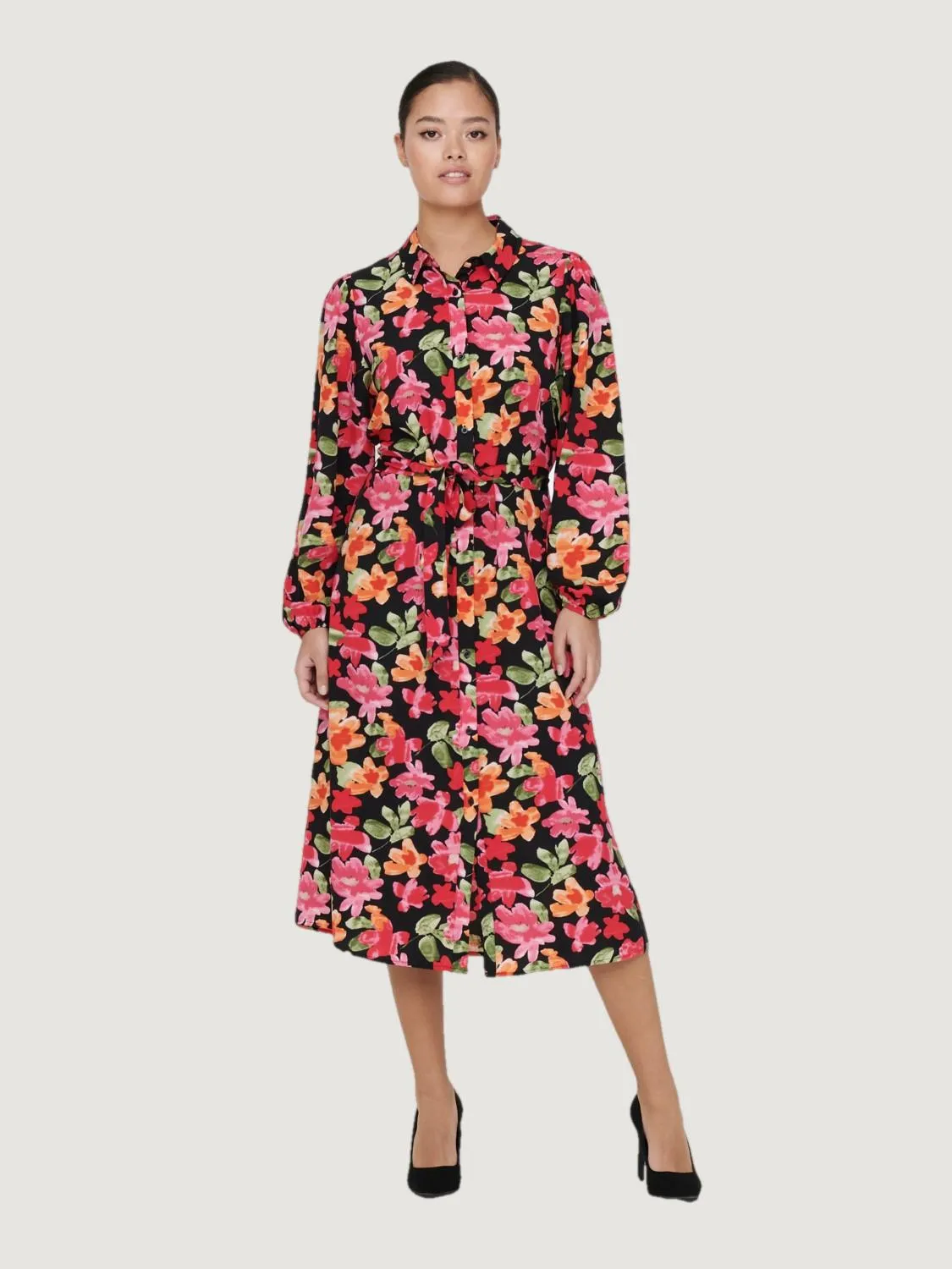 Vestito midi Jacqueline de Yong jdyrosie l/s shirt midi wvn Nero