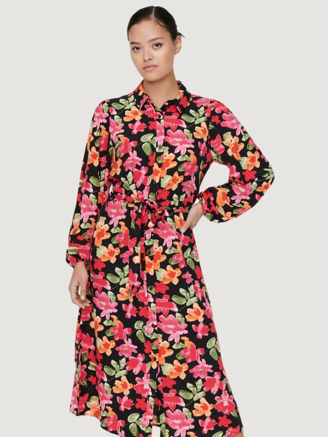 Vestito midi Jacqueline de Yong jdyrosie l/s shirt midi wvn Nero