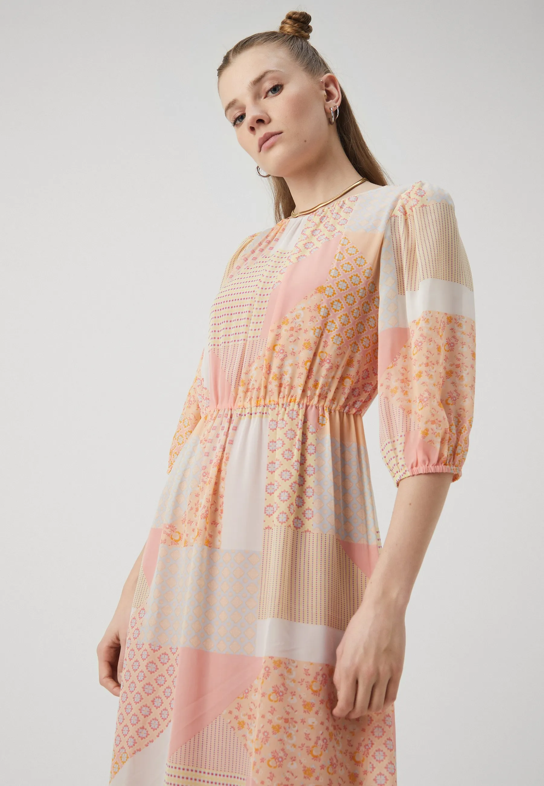 VIBINE O NECK 3/4 SLEEVES MIDI DRESS - Vestito estivo