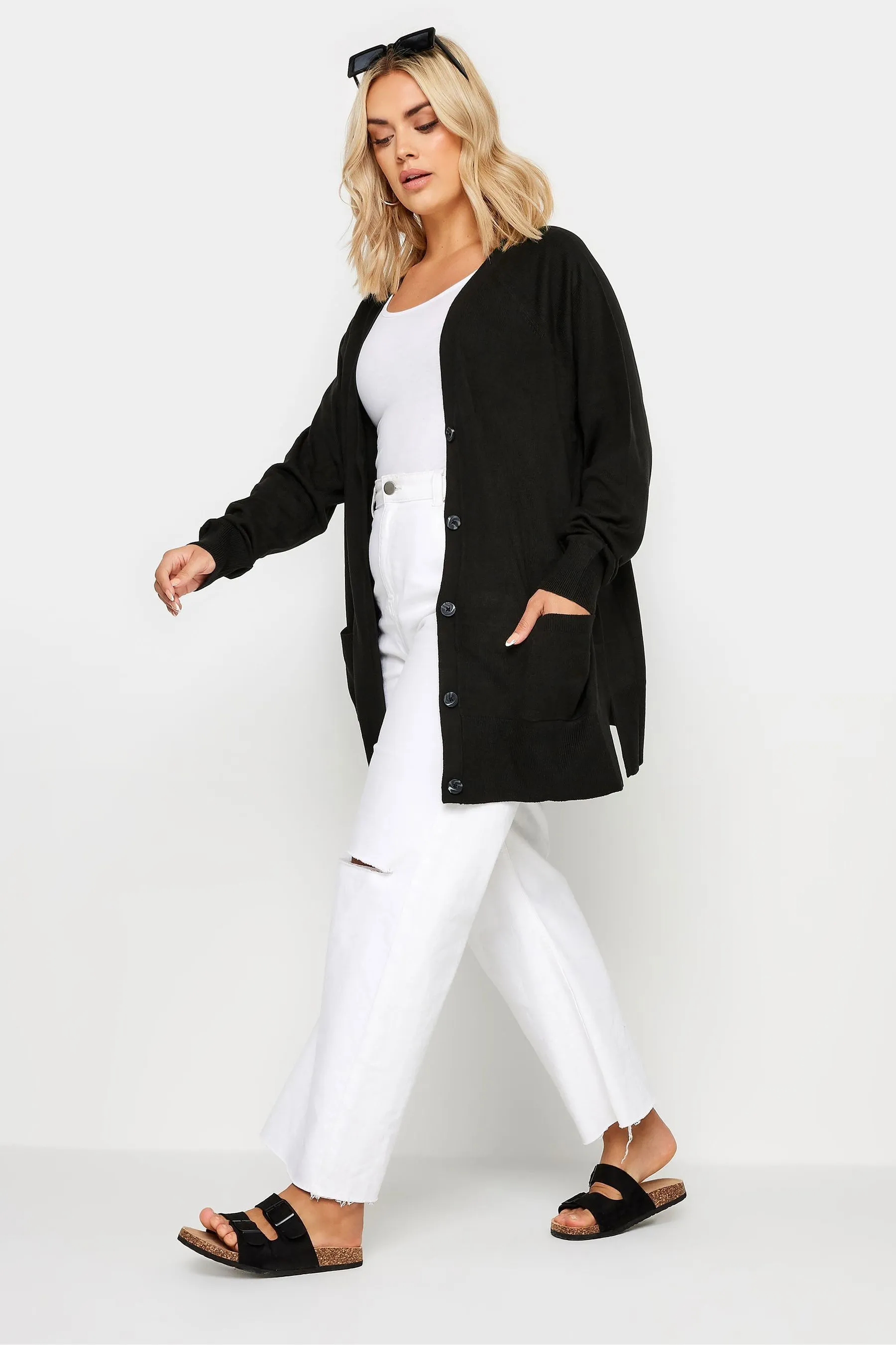 Yours Curve - Cardigan Boyfriend Con bottoni