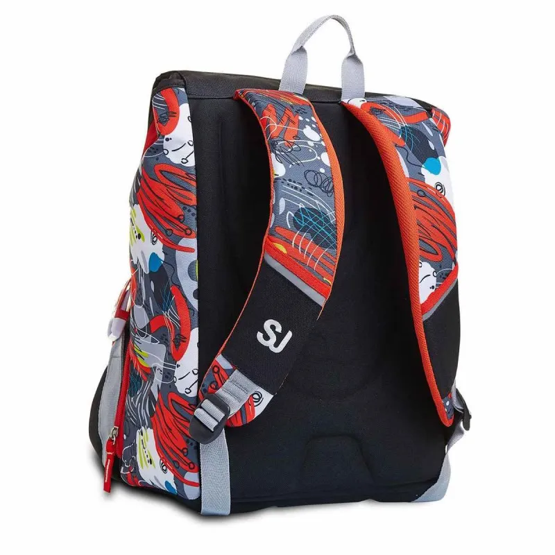 ZAINO SCUOLA ESTENSIBILE SJ GANG FACCE NEW BOYS 28X44X22CM UNO ZAINO PIENO DI SORPRESE CHE GIOCA CON TE SEVEN ITALY
