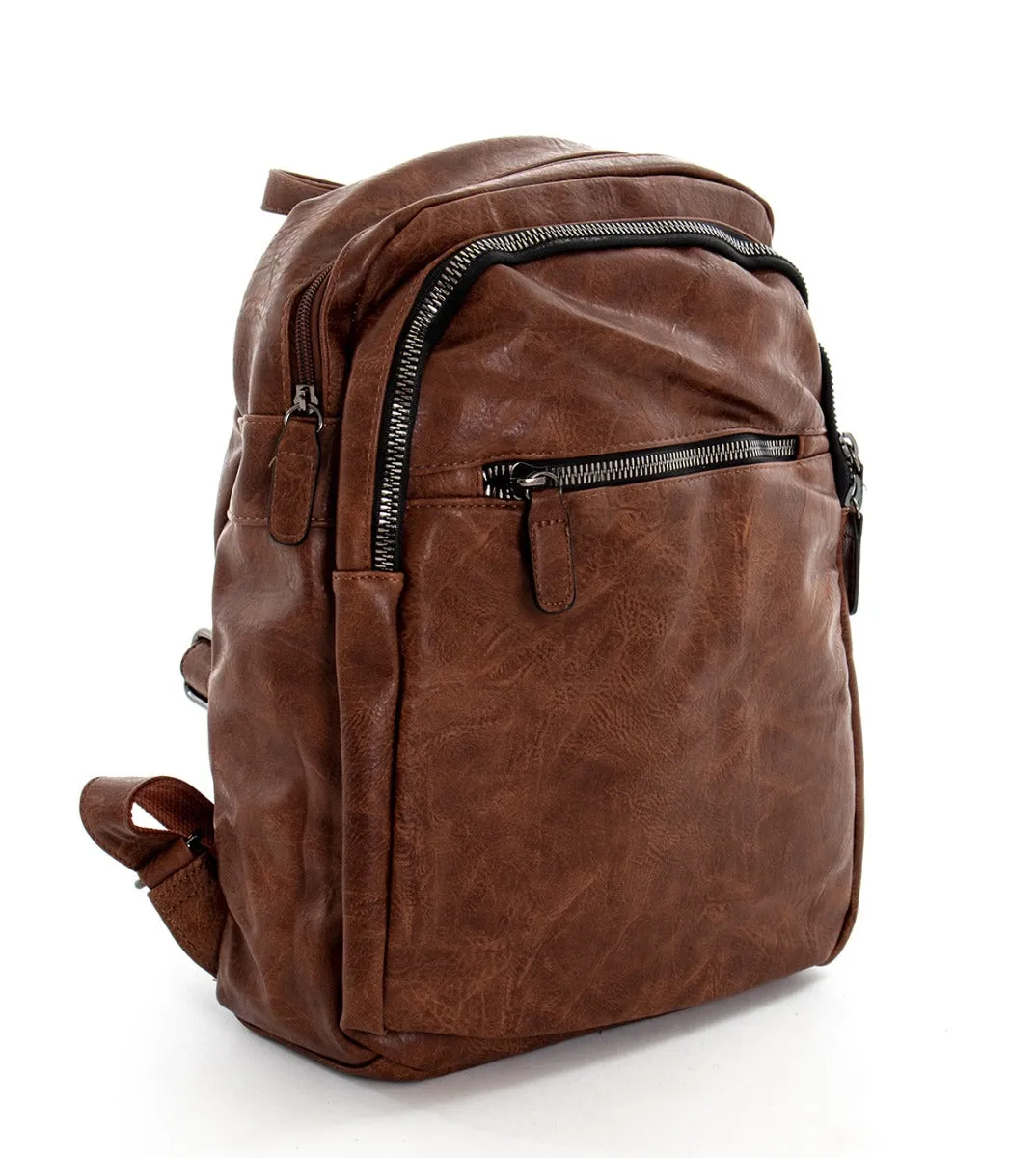 Zaino Zainetto Da Spalla Borsa Uomo Unisex Ecopelle Vintage Cuoio GIOSAL-ZU1037A